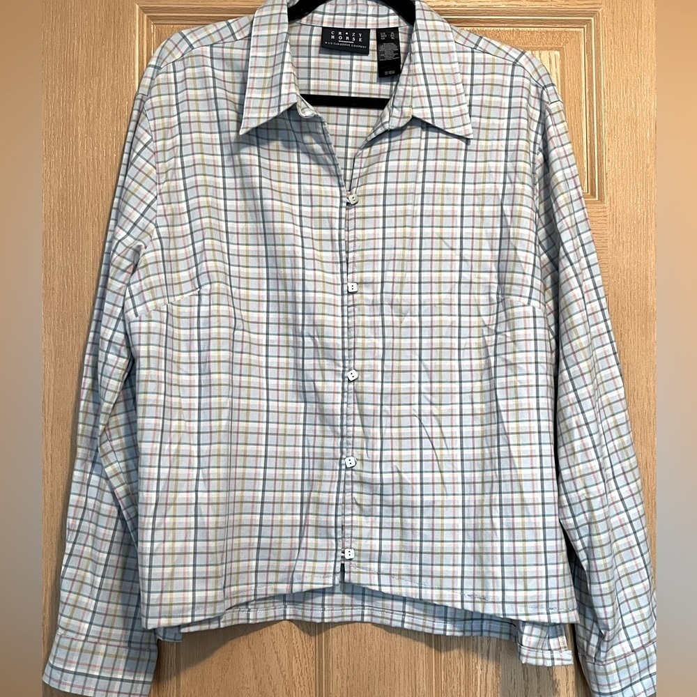 Crazy Horse by Liz Claiborne Plaid Button Up